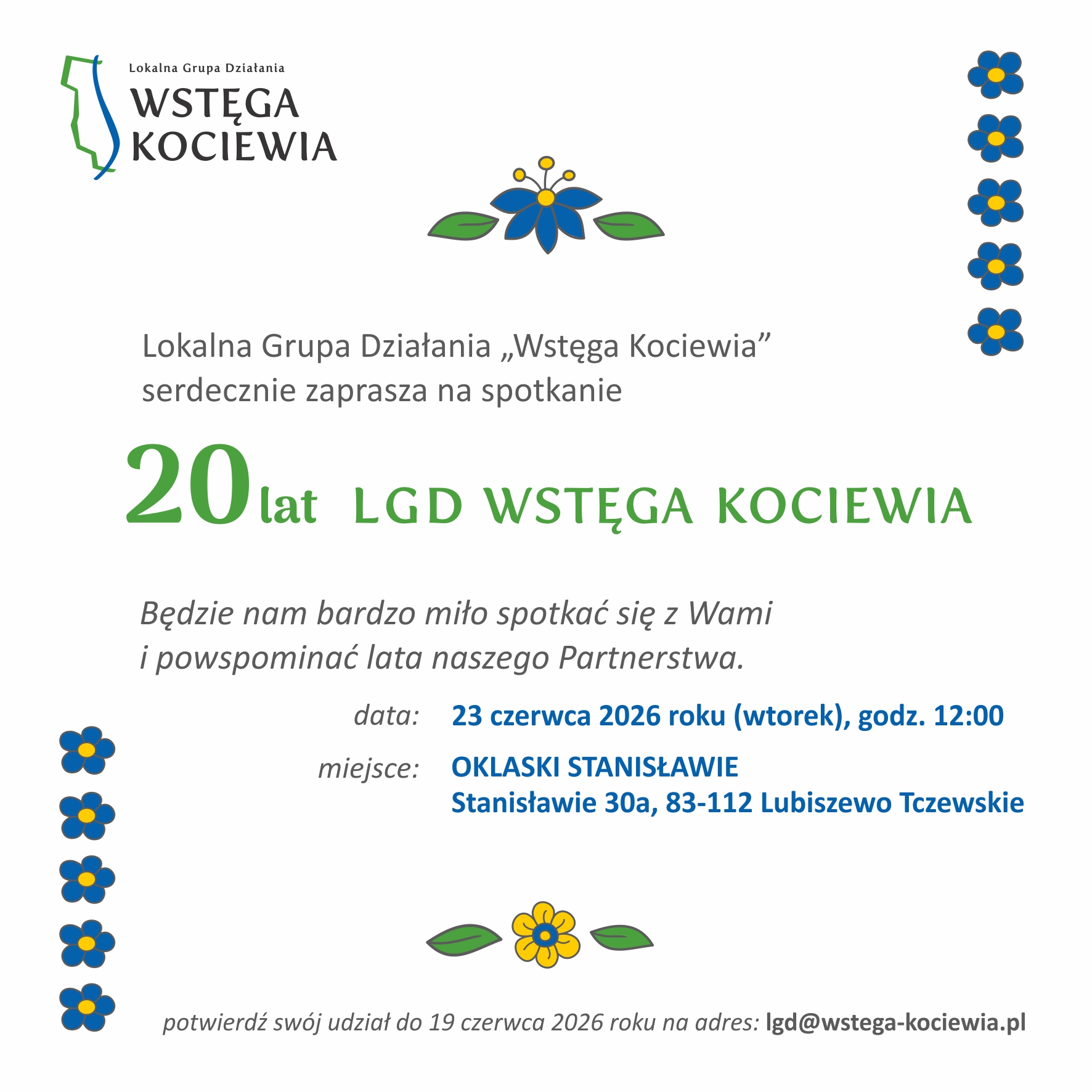 Świętuj z nami 20 lat LGD WSTĘGA KOCIEWIA!